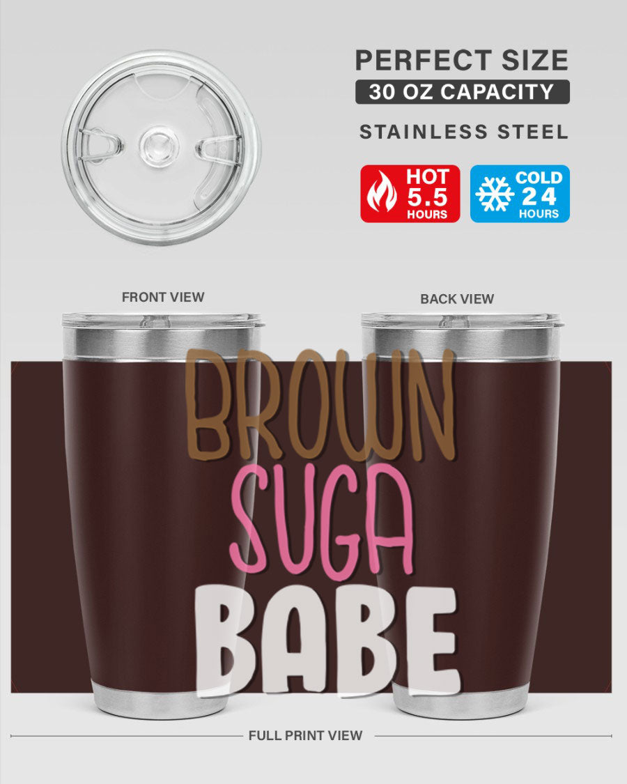 Brown Suga Babe Cotton Tank featuring bold black words and phrases, perfect for casual wear.