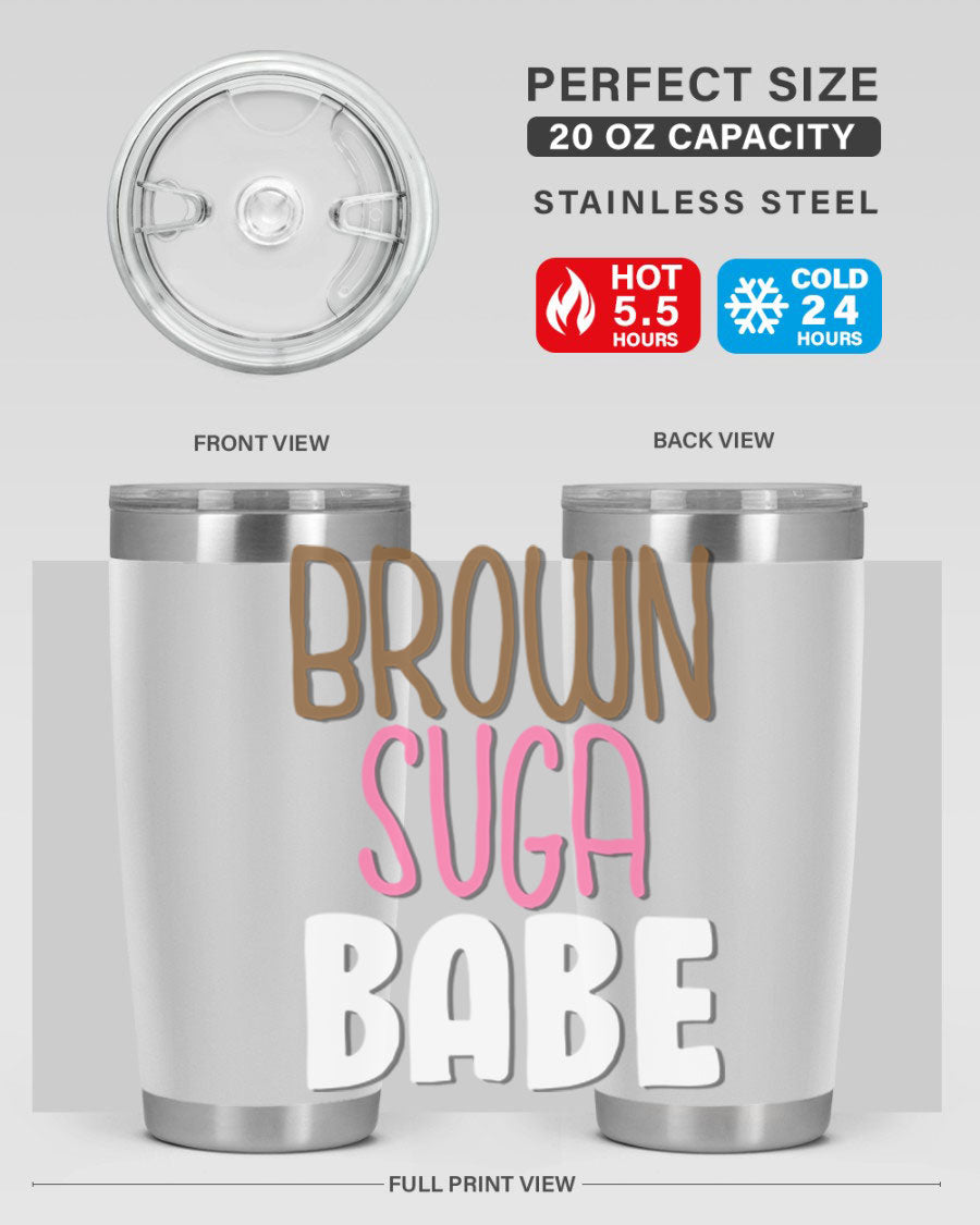 Brown Suga Babe Cotton Tank featuring bold black words and phrases, perfect for casual wear.