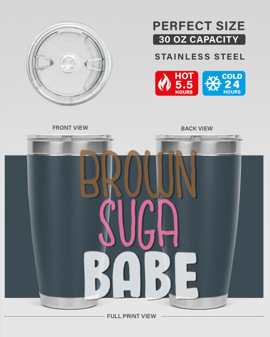 Brown Suga Babe Cotton Tank featuring bold black words and phrases, perfect for casual wear.