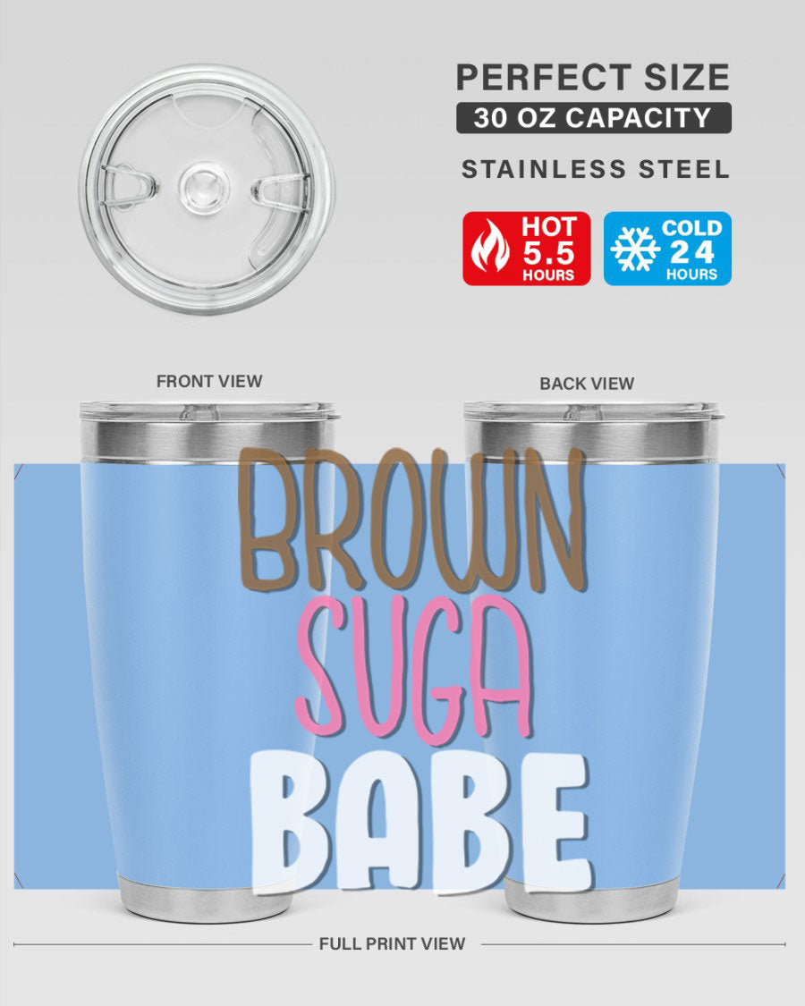 Brown Suga Babe Cotton Tank featuring bold black words and phrases, perfect for casual wear.