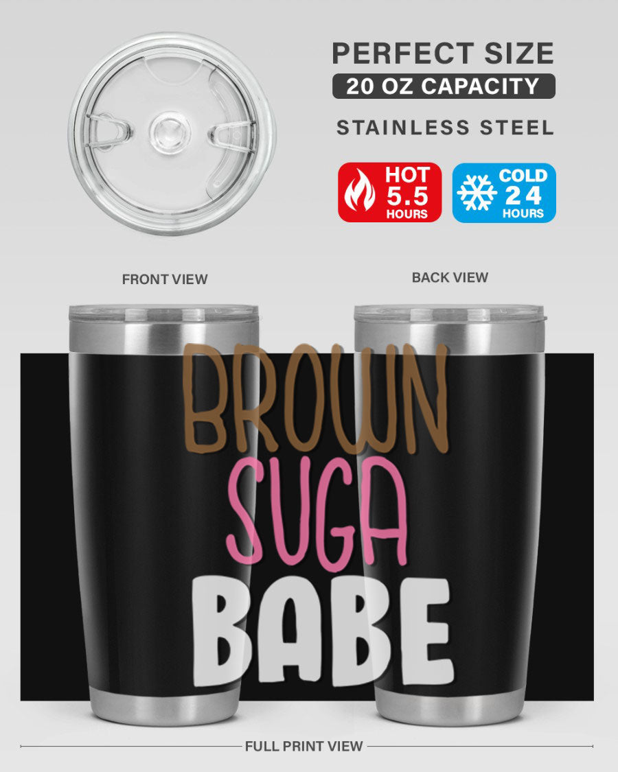 Brown Suga Babe Cotton Tank featuring bold black words and phrases, perfect for casual wear.