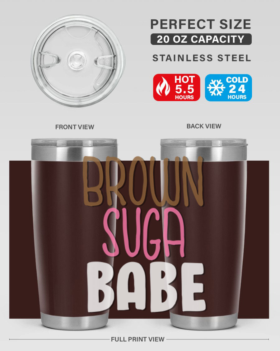 Brown Suga Babe Cotton Tank featuring bold black words and phrases, perfect for casual wear.