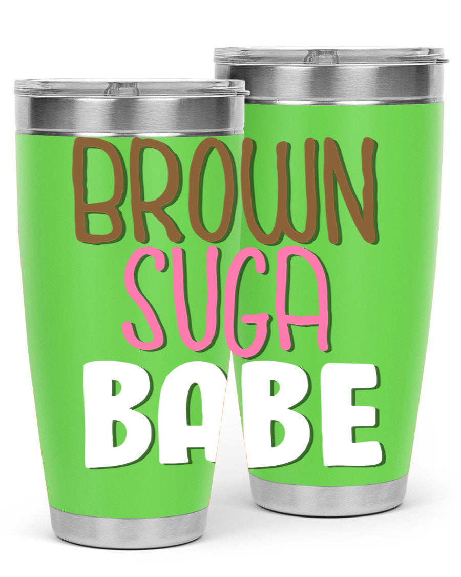 Brown Suga Babe Cotton Tank featuring bold black words and phrases, perfect for casual wear.