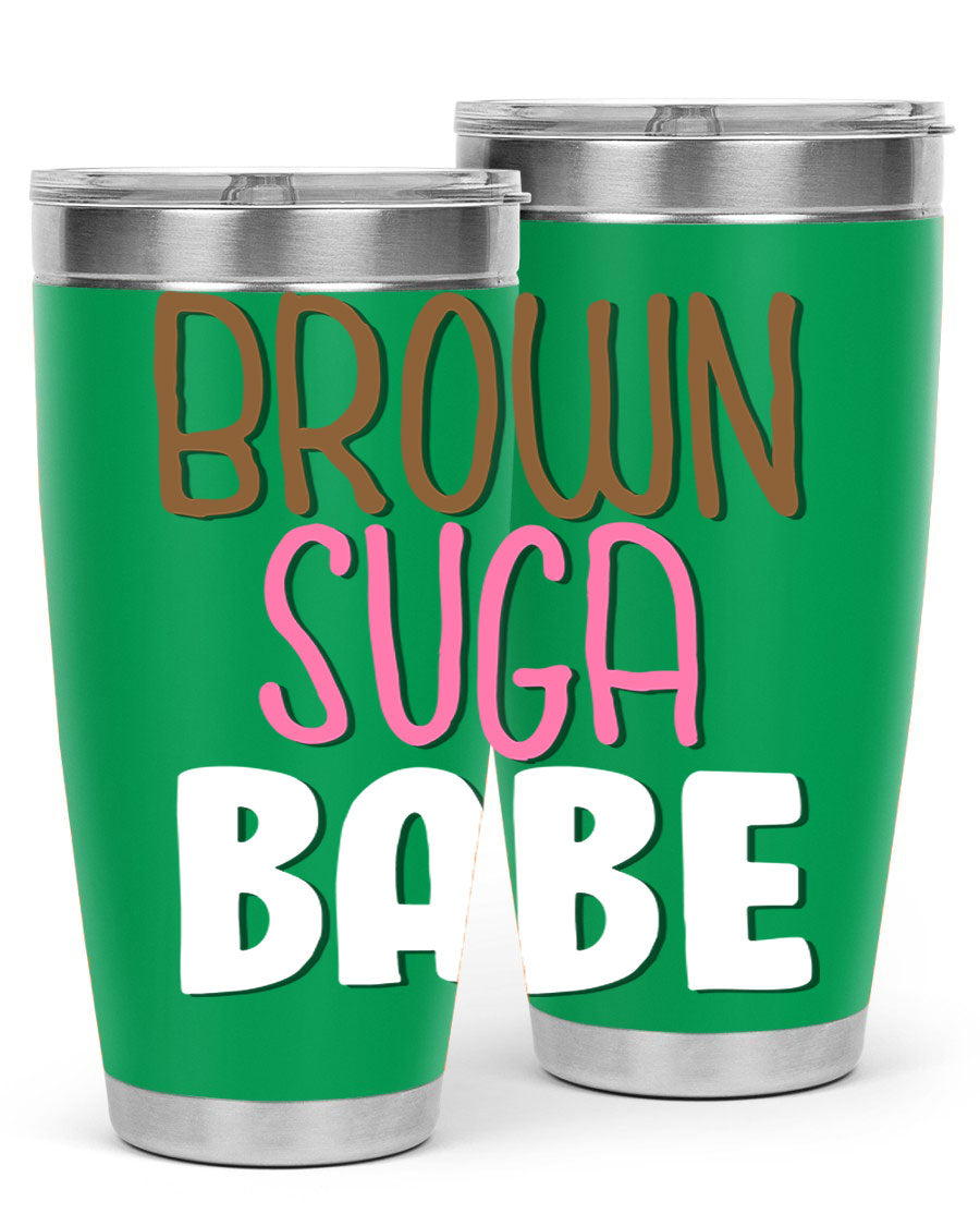 Brown Suga Babe Cotton Tank featuring bold black words and phrases, perfect for casual wear.