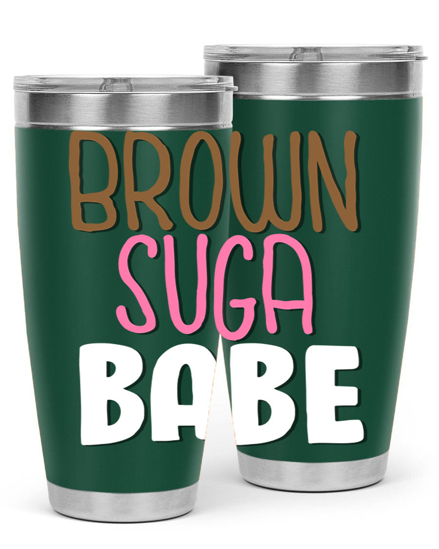 Brown Suga Babe Cotton Tank featuring bold black words and phrases, perfect for casual wear.