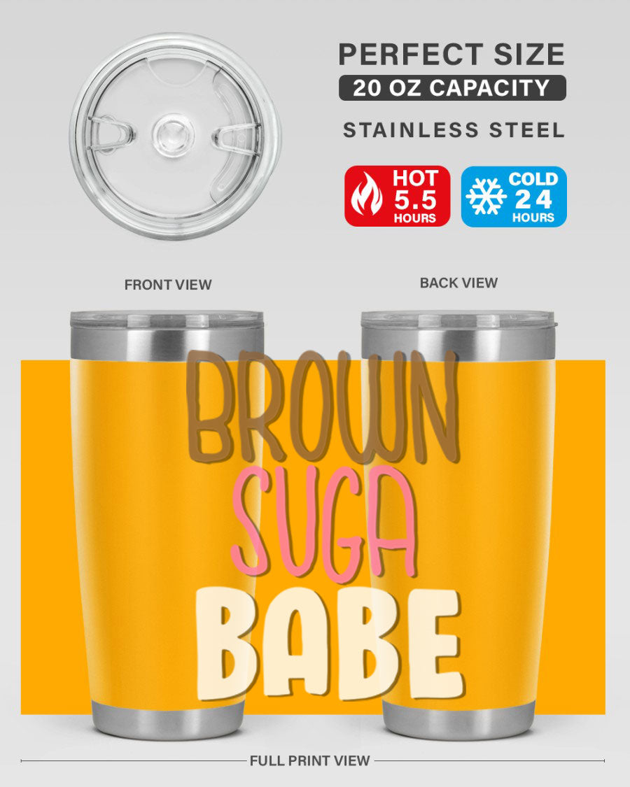 Brown Suga Babe Cotton Tank featuring bold black words and phrases, perfect for casual wear.