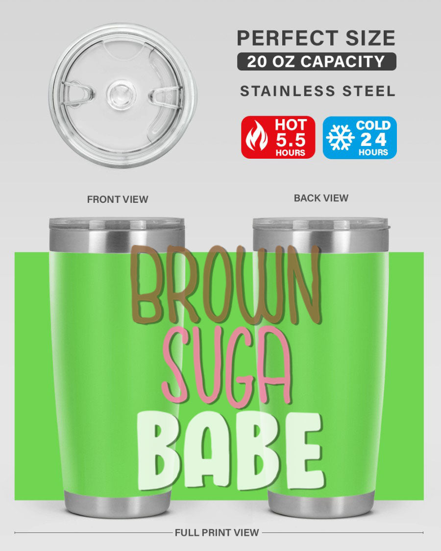 Brown Suga Babe Cotton Tank featuring bold black words and phrases, perfect for casual wear.