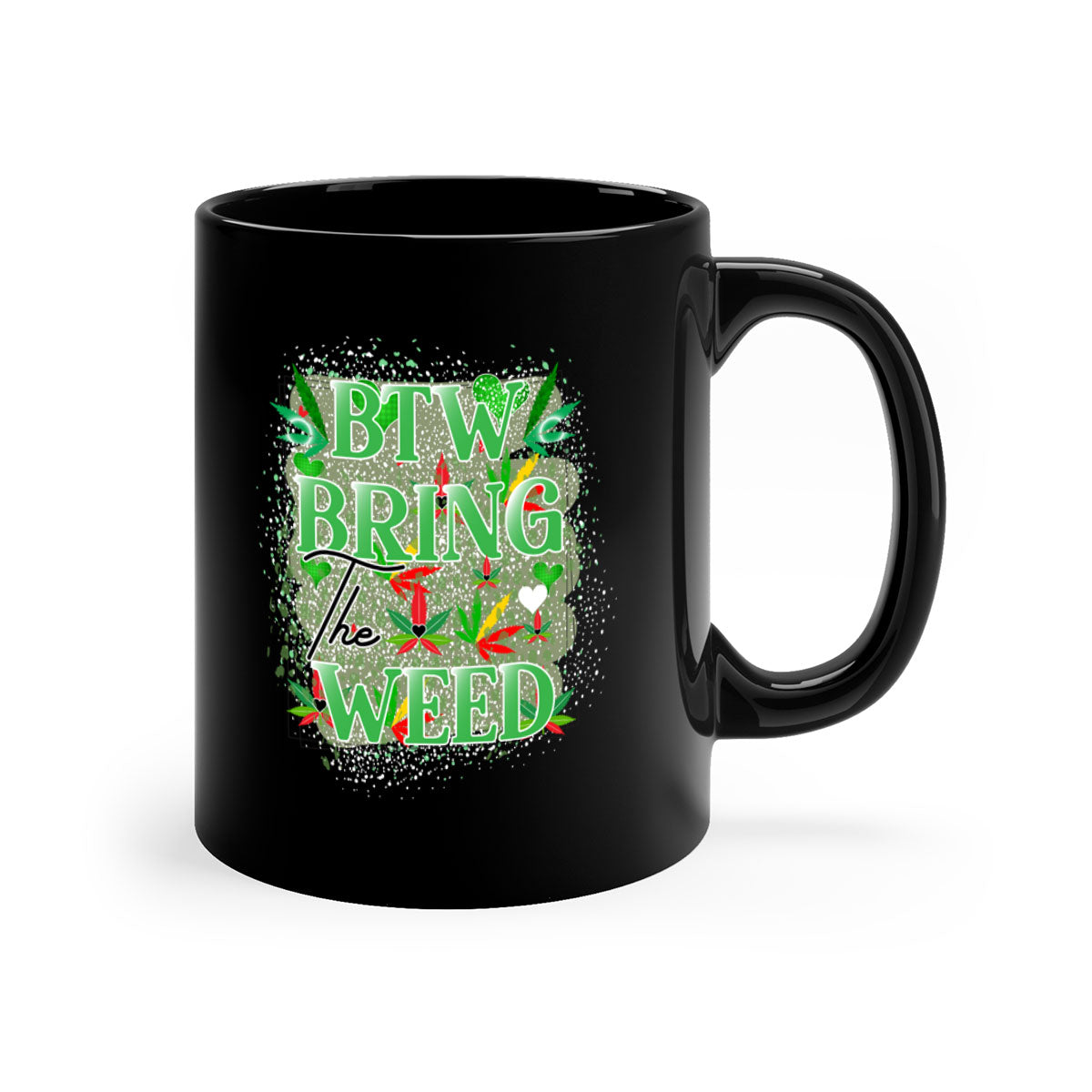 Btw Bring the Weed 20# Mug featuring a glossy finish, colored handle, and interior, available in multiple colors.