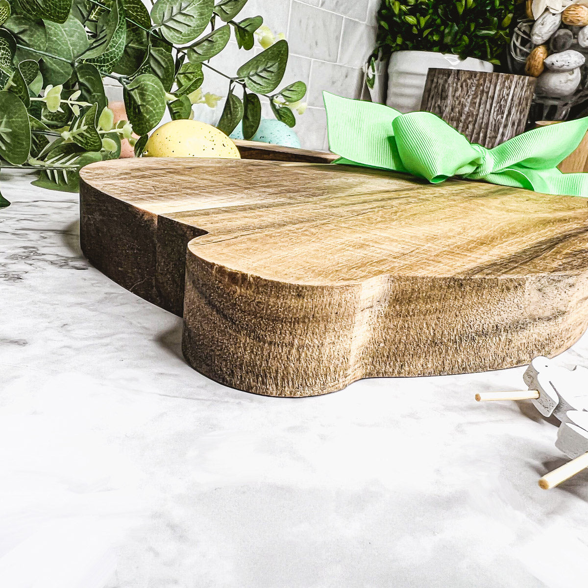 Bunny Board + Toothpick Set featuring an acacia wood cutting board with cute bunny toothpicks, perfect for Easter celebrations.