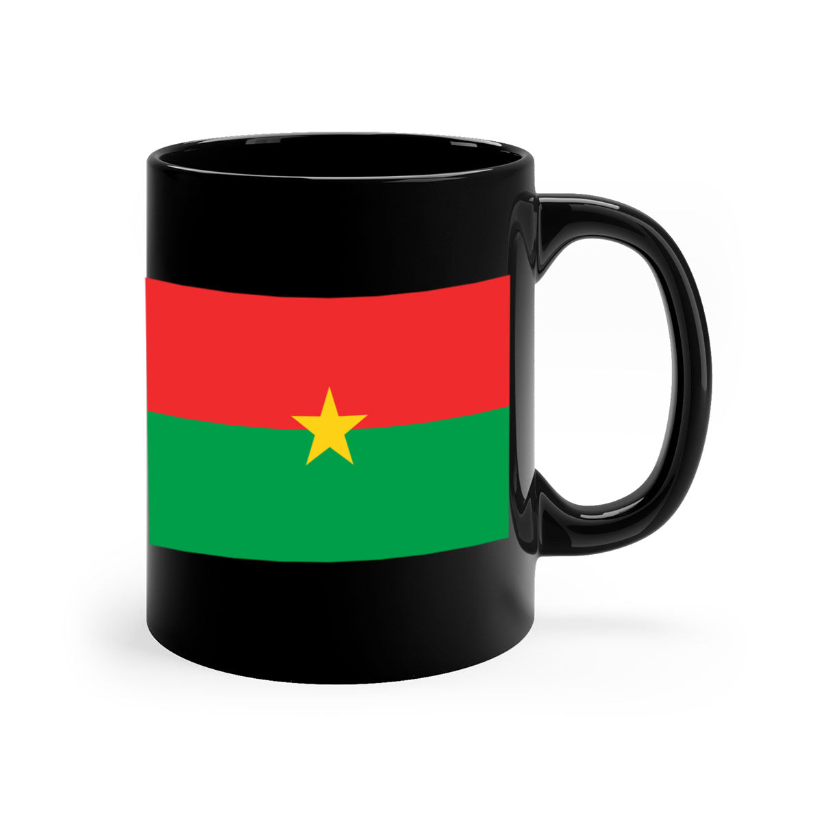 Burkina Faso 171# Mug featuring a glossy finish with a colored handle and interior, available in multiple colors.