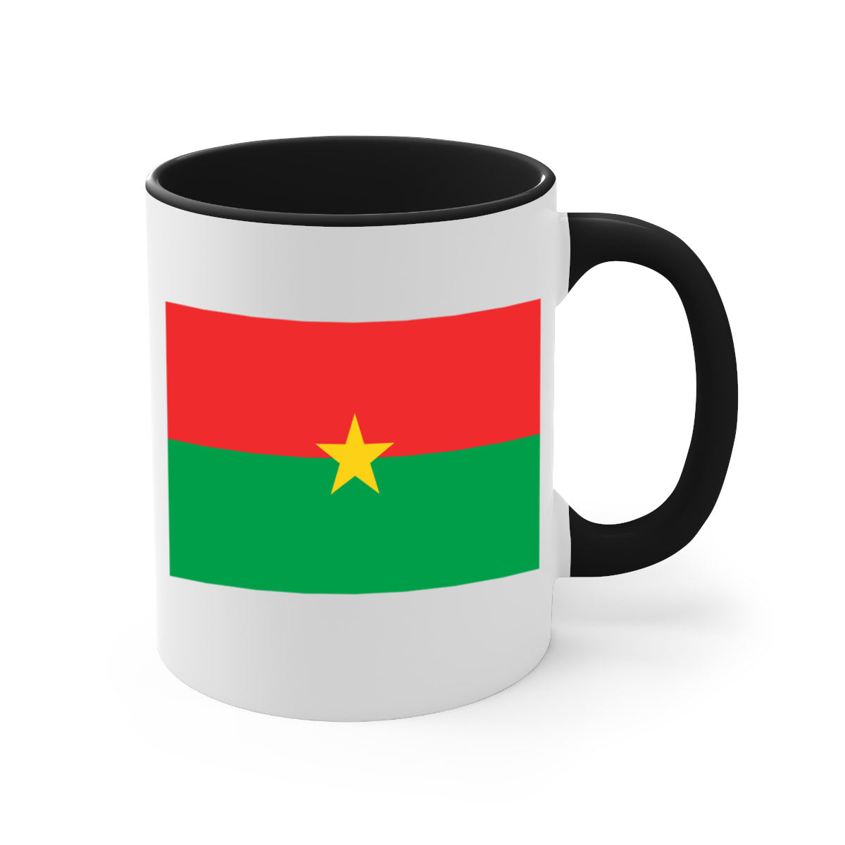 Burkina Faso 171# Mug featuring a glossy finish with a colored handle and interior, available in multiple colors.