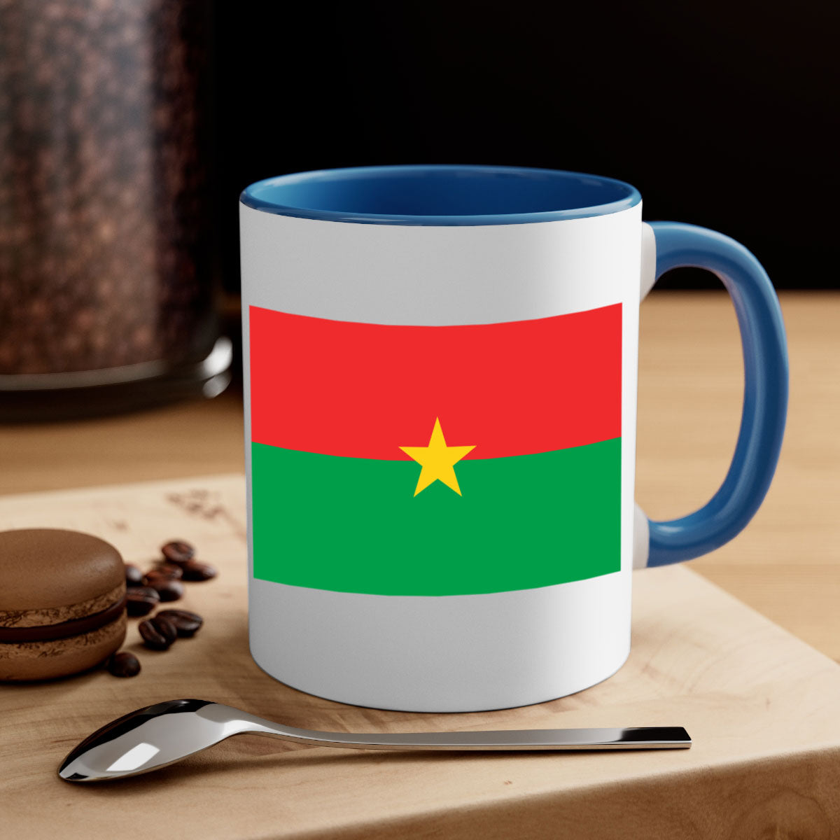 Burkina Faso 171# Mug featuring a glossy finish with a colored handle and interior, available in multiple colors.