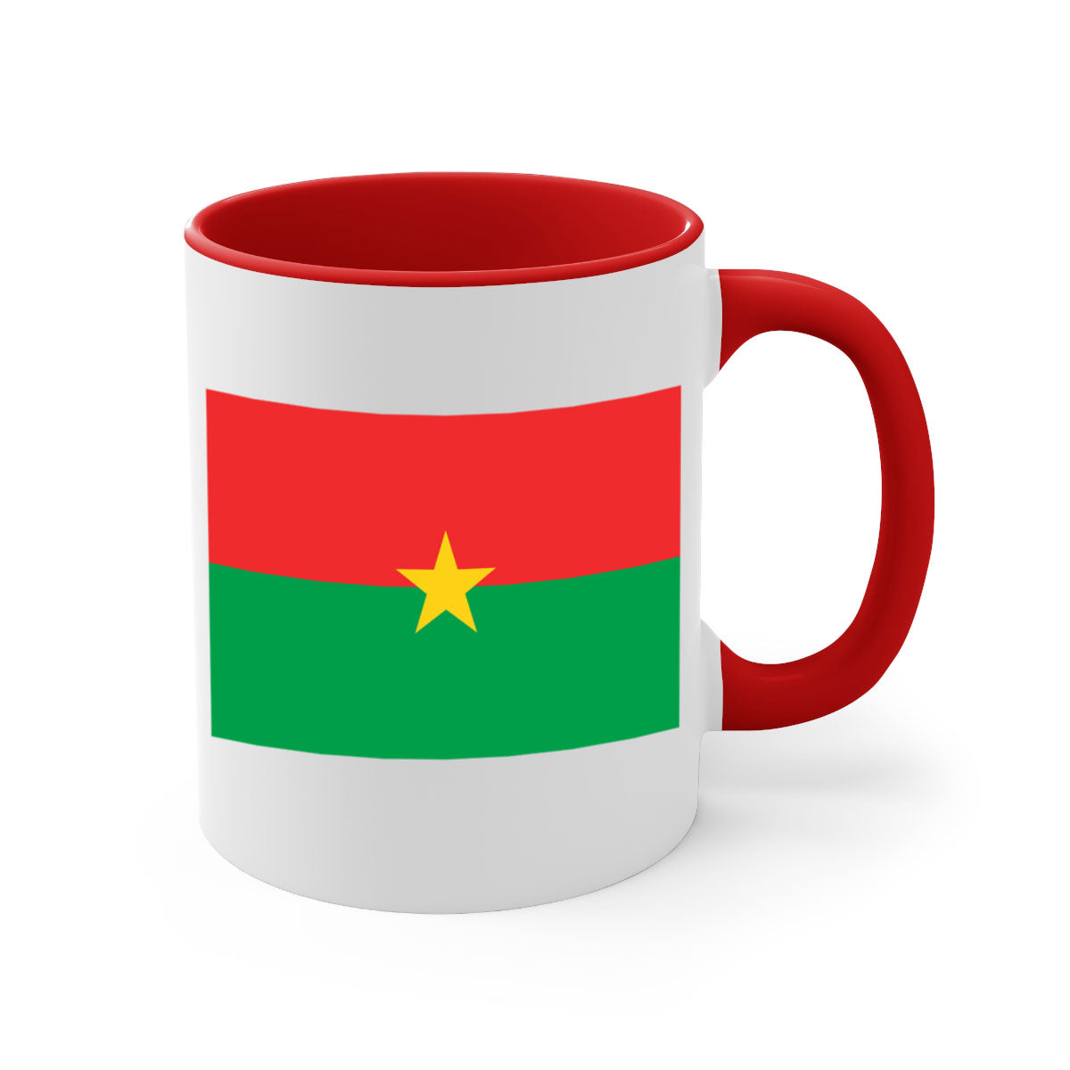 Burkina Faso 171# Mug featuring a glossy finish with a colored handle and interior, available in multiple colors.