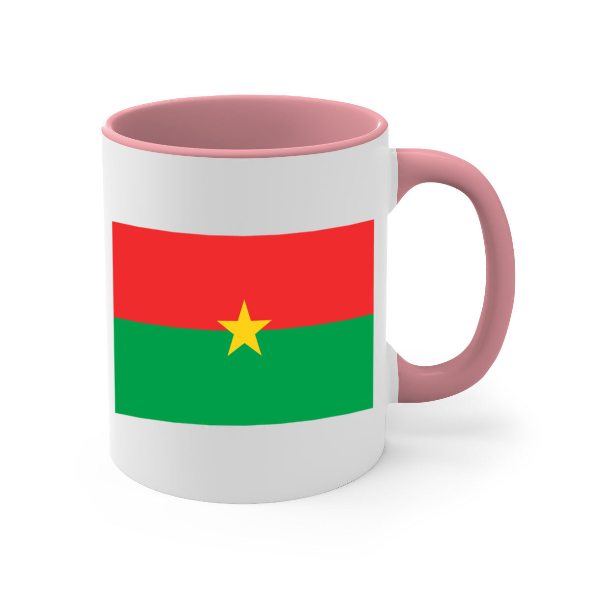 Burkina Faso 171# Mug featuring a glossy finish with a colored handle and interior, available in multiple colors.