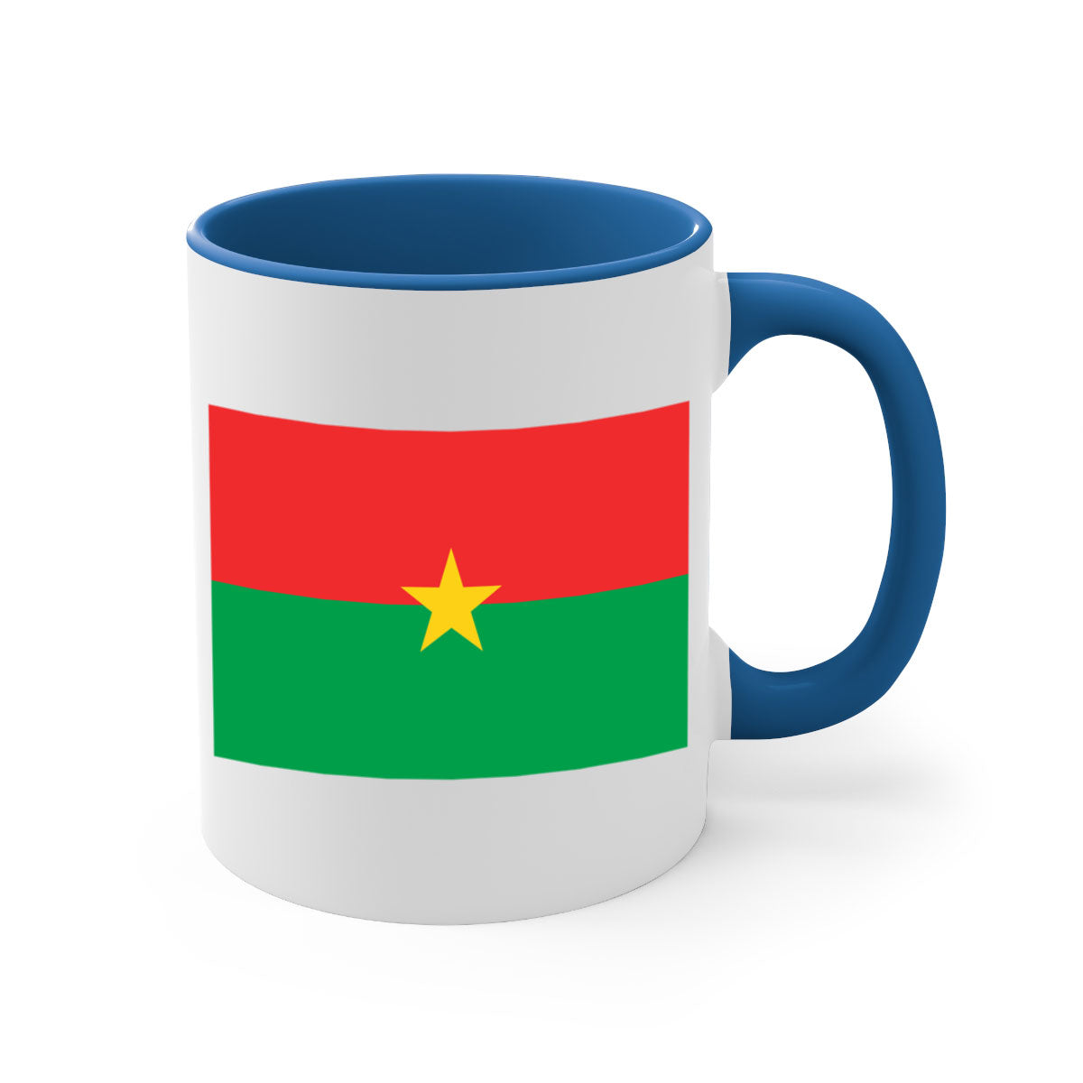 Burkina Faso 171# Mug featuring a glossy finish with a colored handle and interior, available in multiple colors.