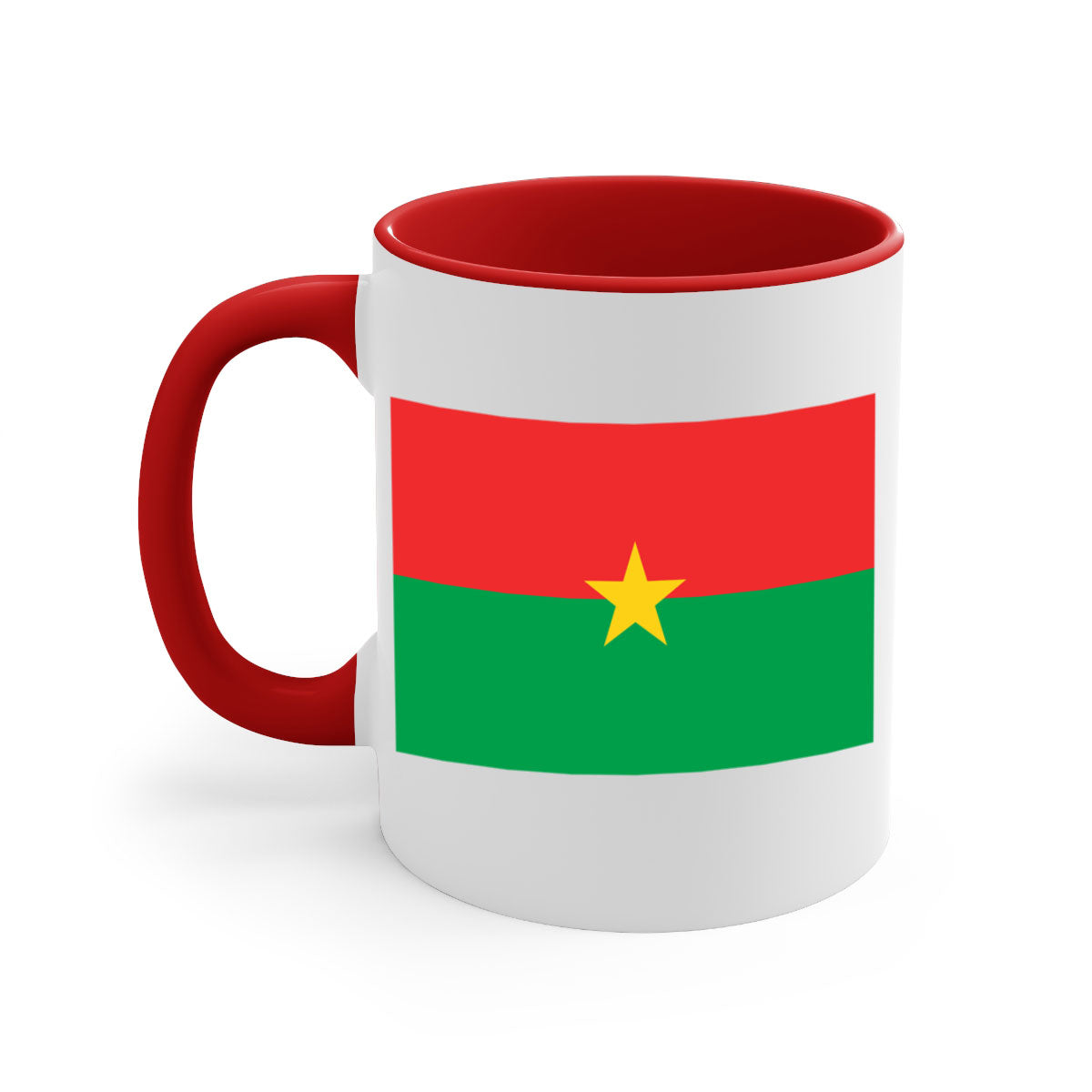Burkina Faso 171# Mug featuring a glossy finish with a colored handle and interior, available in multiple colors.