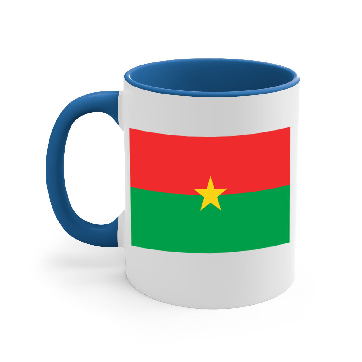 Burkina Faso 171# Mug featuring a glossy finish with a colored handle and interior, available in multiple colors.