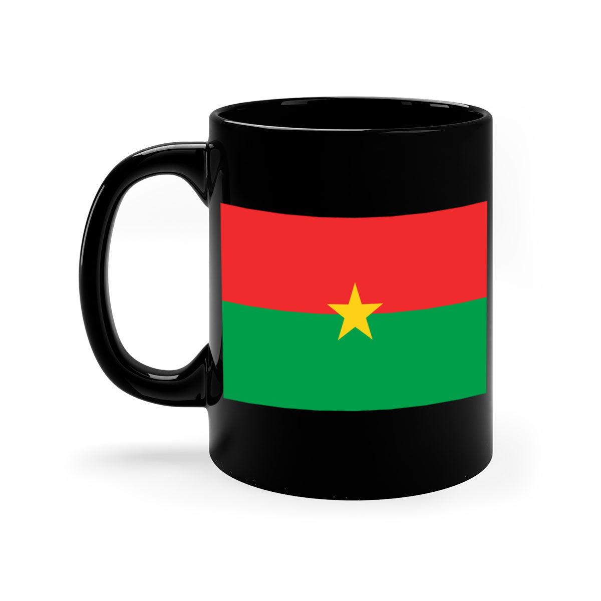 Burkina Faso 171# Mug featuring a glossy finish with a colored handle and interior, available in multiple colors.