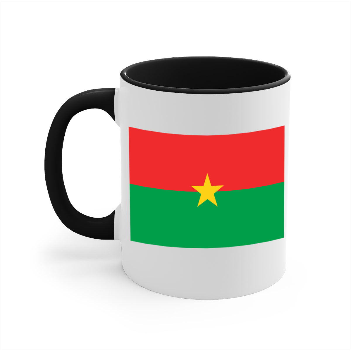 Burkina Faso 171# Mug featuring a glossy finish with a colored handle and interior, available in multiple colors.