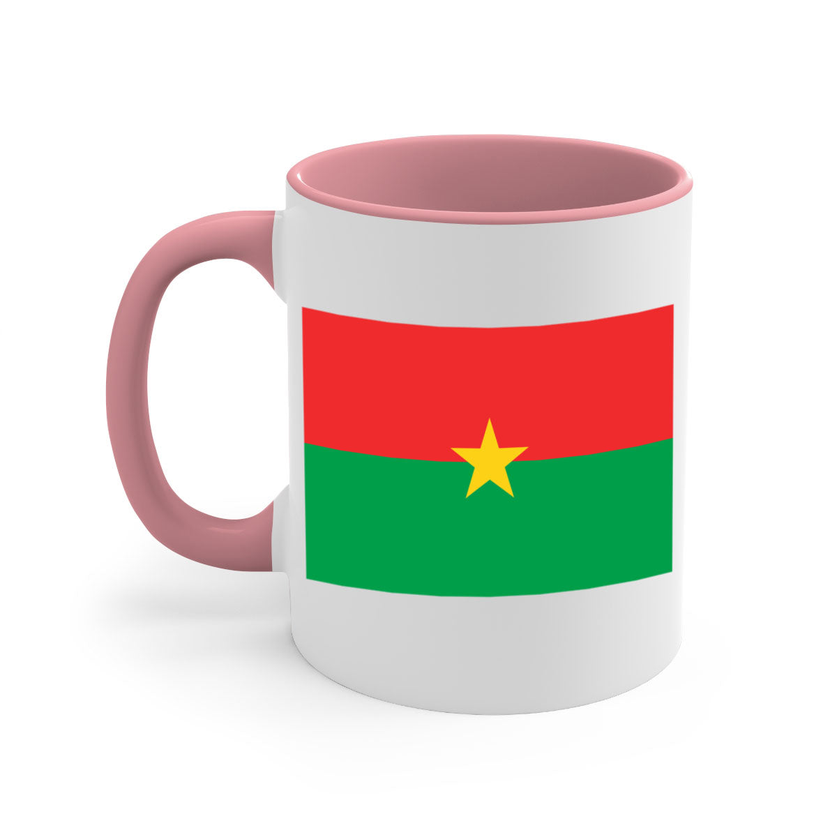 Burkina Faso 171# Mug featuring a glossy finish with a colored handle and interior, available in multiple colors.