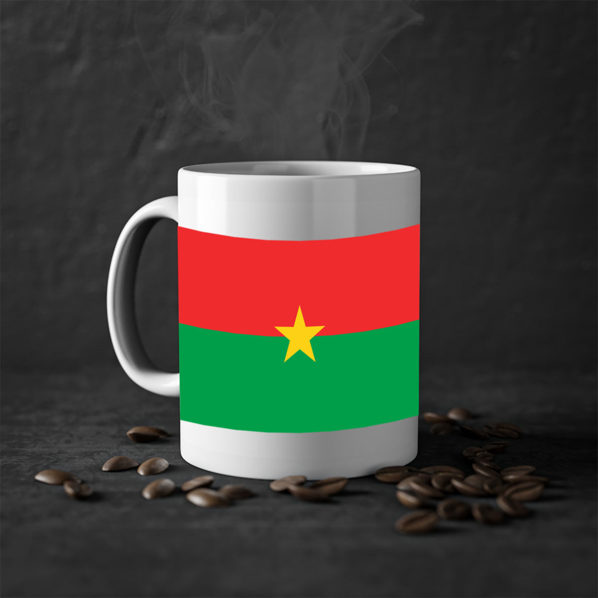 Burkina Faso 171# Mug featuring a glossy finish with a colored handle and interior, available in multiple colors.