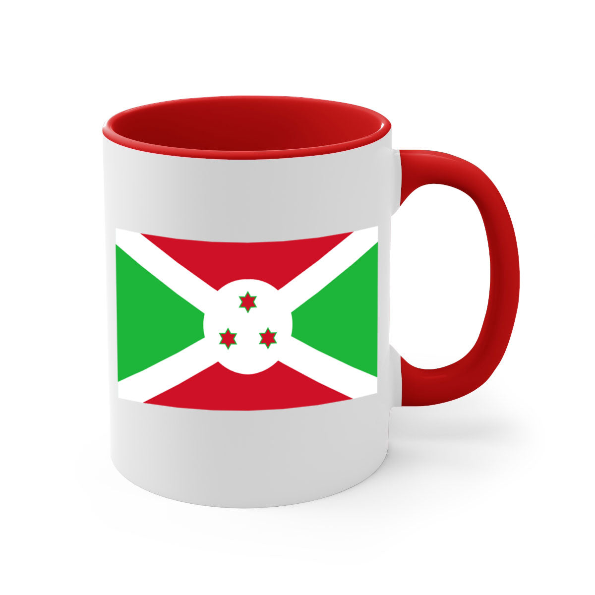 Burundi 170# Mug featuring a glossy finish with a colored handle and interior, available in multiple colors and sizes.