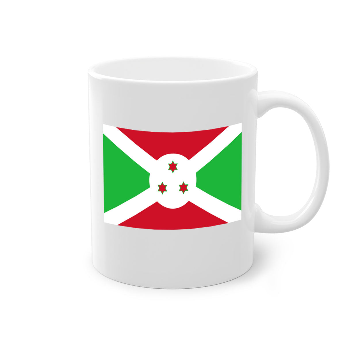 Burundi 170# Mug featuring a glossy finish with a colored handle and interior, available in multiple colors and sizes.