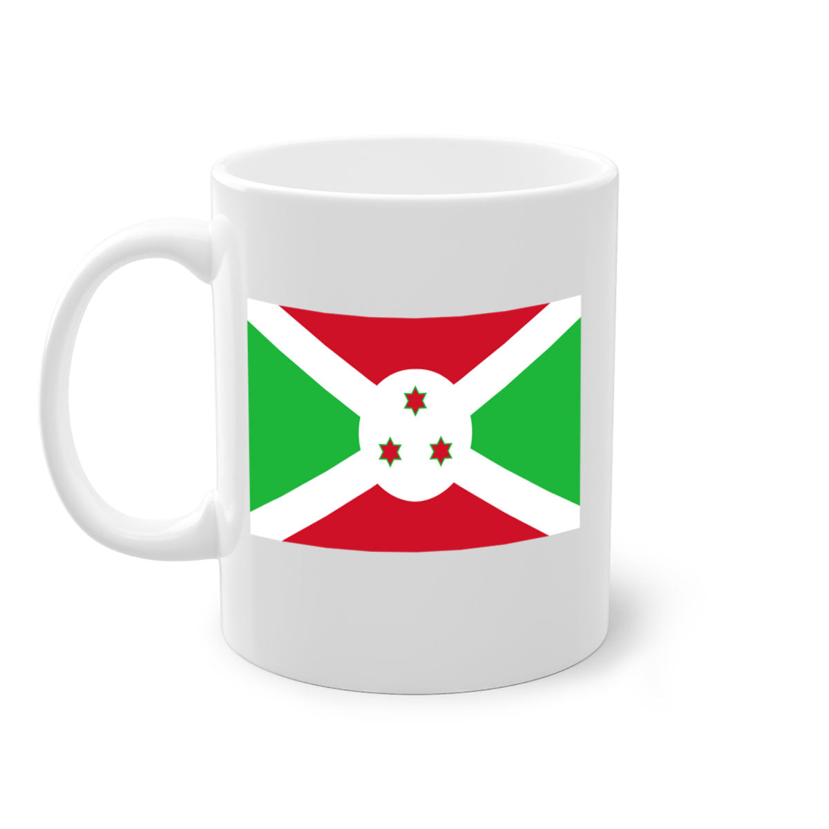 Burundi 170# Mug featuring a glossy finish with a colored handle and interior, available in multiple colors and sizes.