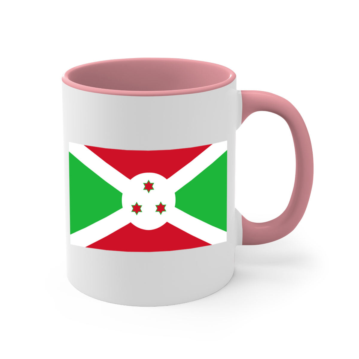Burundi 170# Mug featuring a glossy finish with a colored handle and interior, available in multiple colors and sizes.