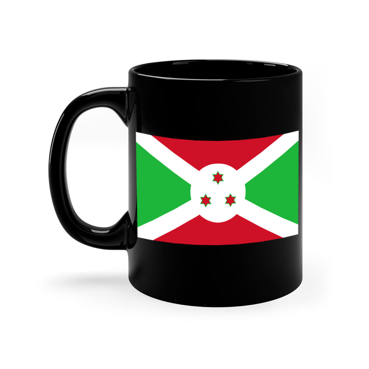 Burundi 170# Mug featuring a glossy finish with a colored handle and interior, available in multiple colors and sizes.