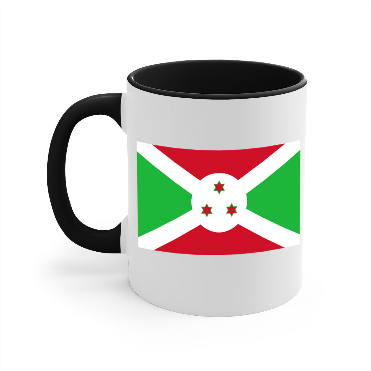 Burundi 170# Mug featuring a glossy finish with a colored handle and interior, available in multiple colors and sizes.