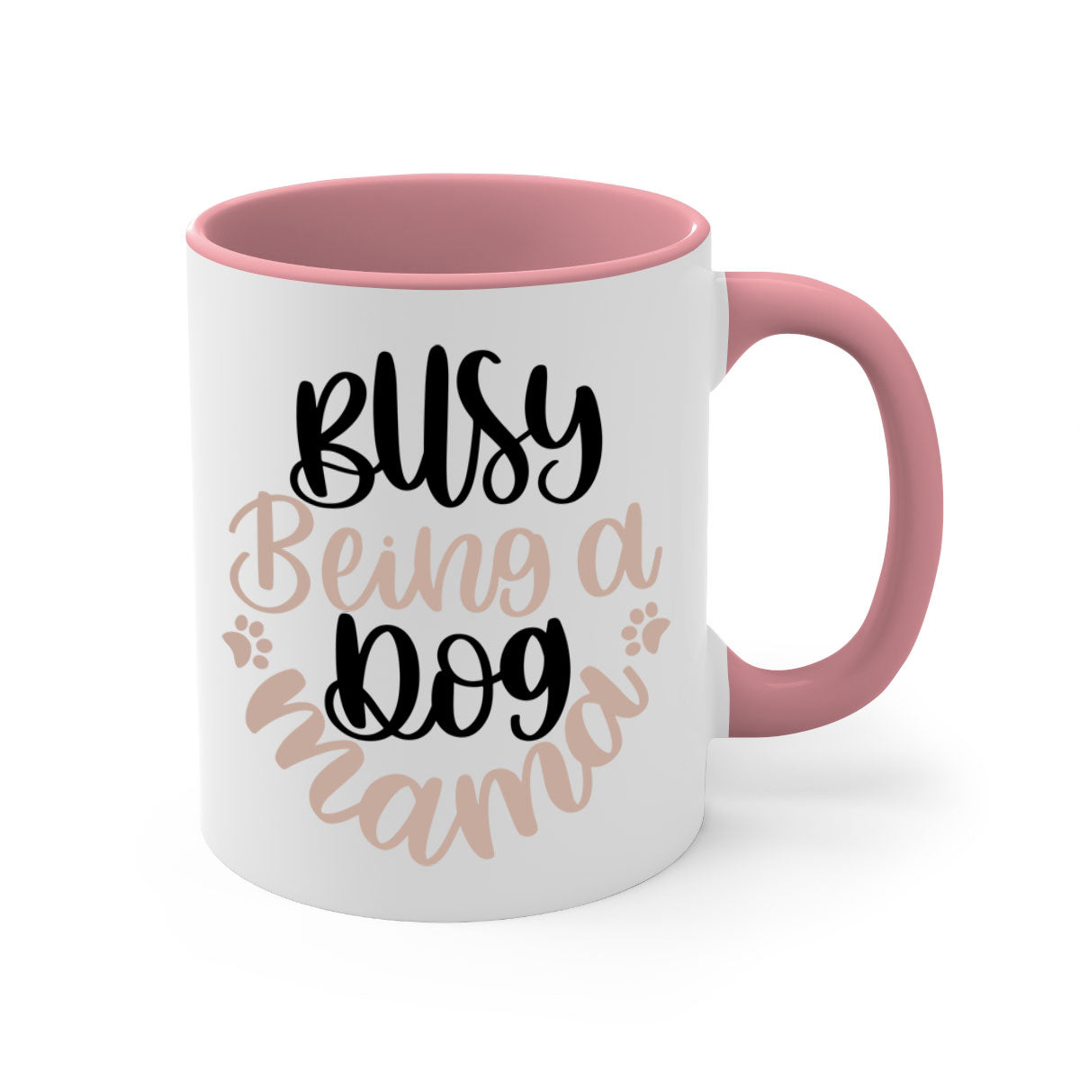 Busy Being A Dog Style 32# Mug with a glossy finish, featuring a colored handle and interior, available in multiple colors.