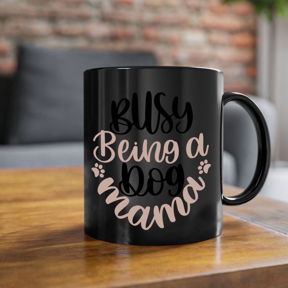 Busy Being A Dog Style 32# Mug with a glossy finish, featuring a colored handle and interior, available in multiple colors.