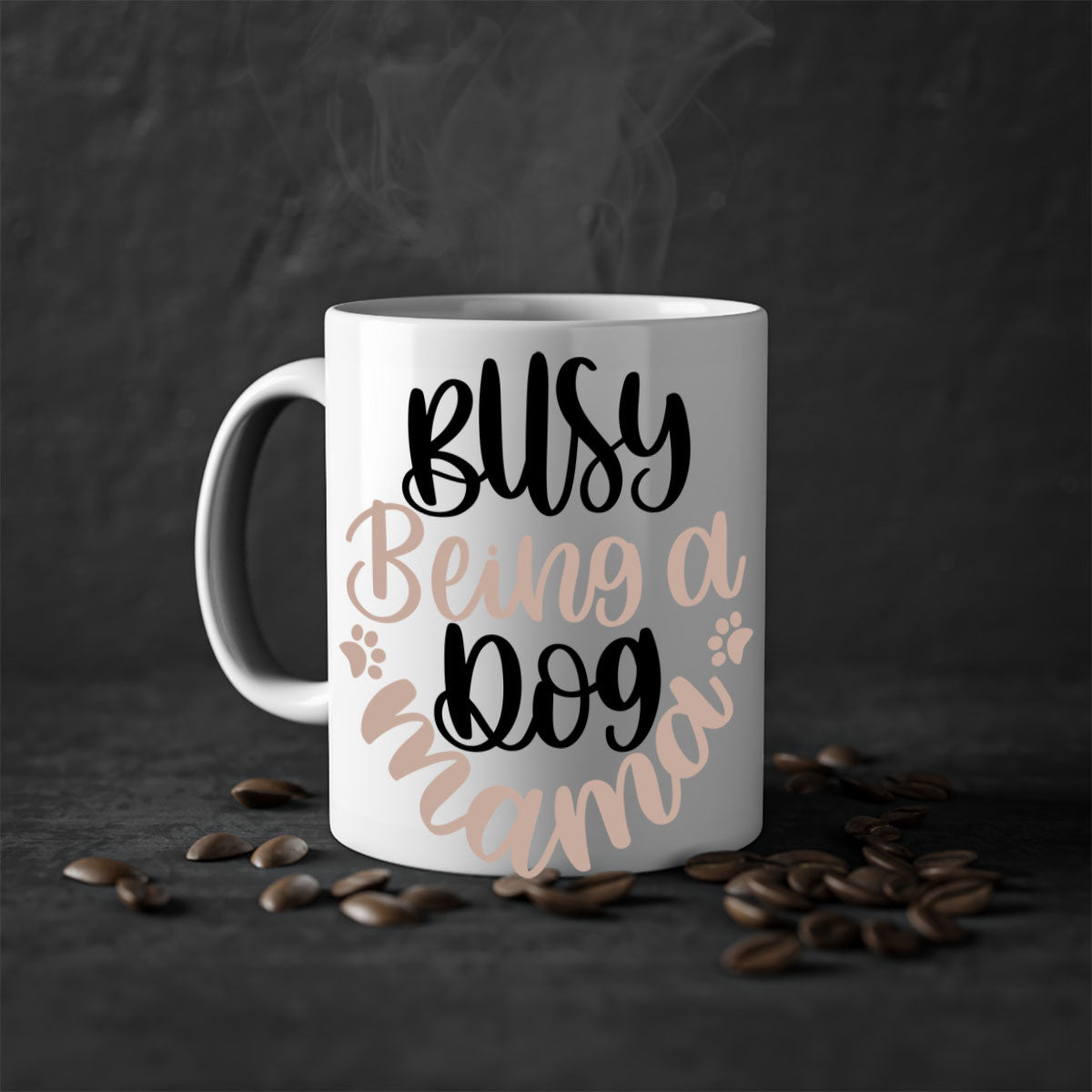 Busy Being A Dog Style 32# Mug with a glossy finish, featuring a colored handle and interior, available in multiple colors.