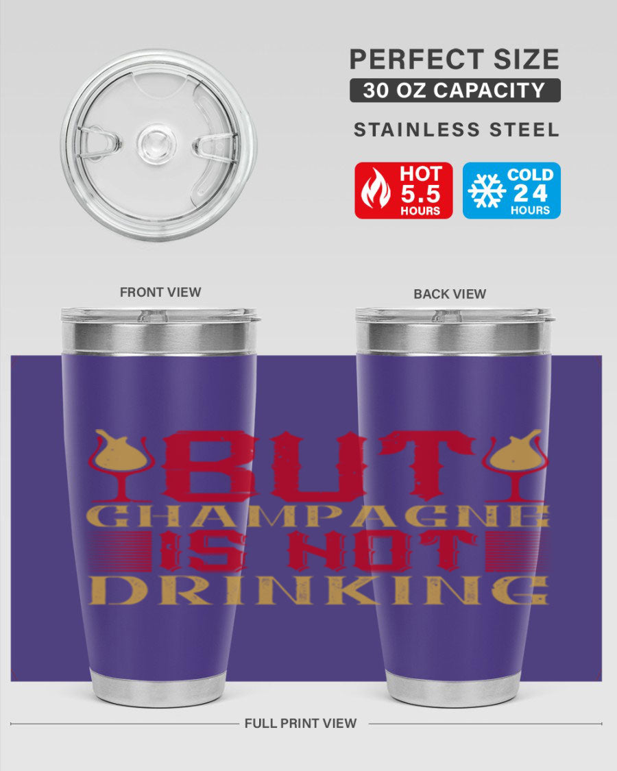 A stylish 20oz stainless steel tumbler with a copper lining, designed to keep drinks hot or cold for hours, featuring a drink-thru lid.