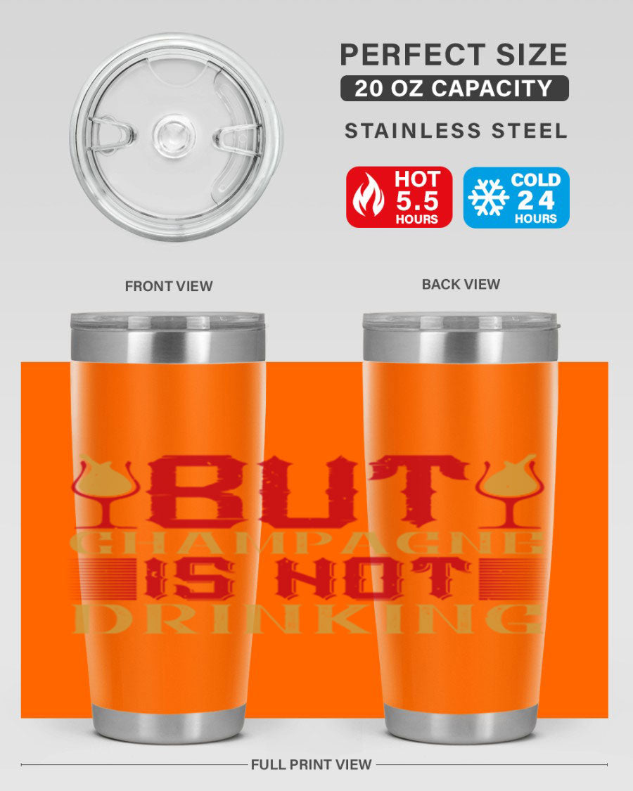 A stylish 20oz stainless steel tumbler with a copper lining, designed to keep drinks hot or cold for hours, featuring a drink-thru lid.