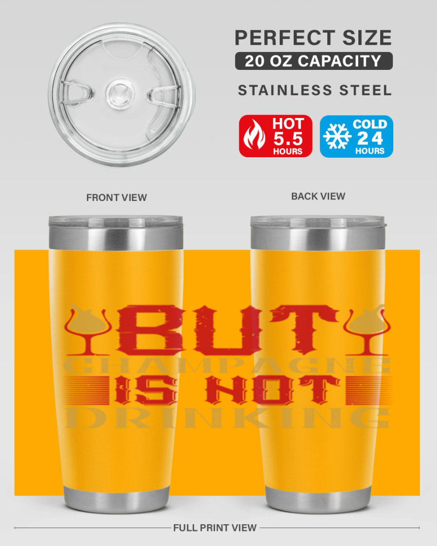 A stylish 20oz stainless steel tumbler with a copper lining, designed to keep drinks hot or cold for hours, featuring a drink-thru lid.