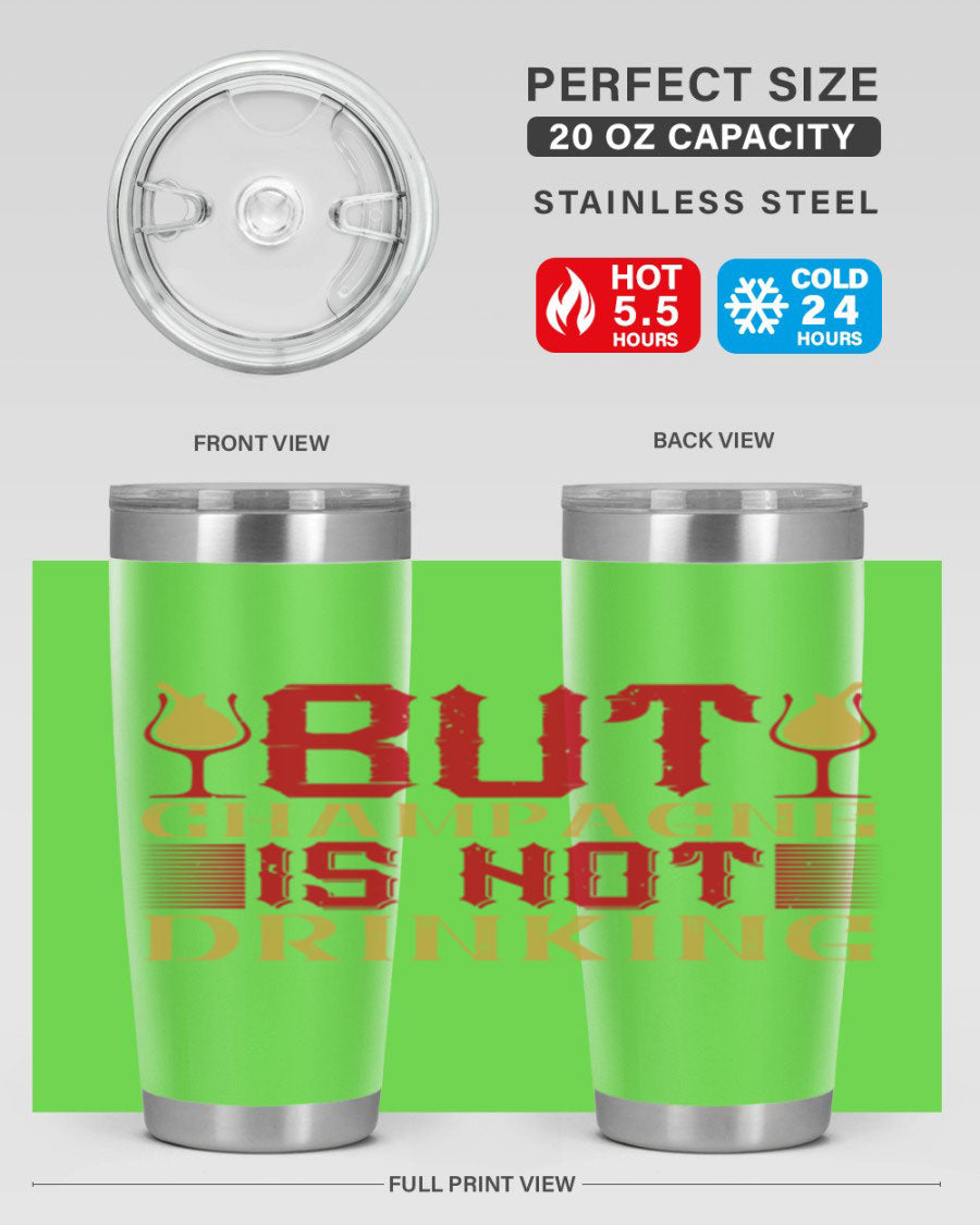 A stylish 20oz stainless steel tumbler with a copper lining, designed to keep drinks hot or cold for hours, featuring a drink-thru lid.