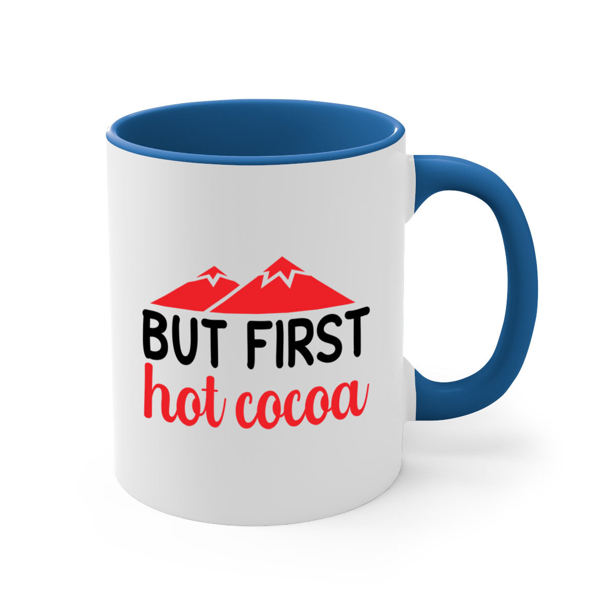 A stylish two-tone ceramic mug with a glossy finish, featuring a colored handle and interior, perfect for coffee, tea, or hot cocoa.