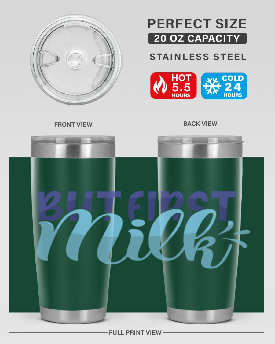 But First Milk Style 275# baby tumbler in stainless steel with a stylish design, perfect for keeping drinks hot or cold.