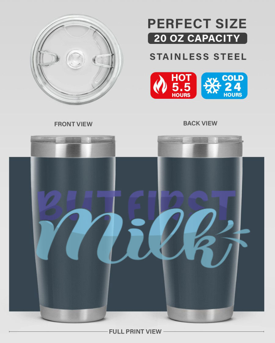 But First Milk Style 275# baby tumbler in stainless steel with a stylish design, perfect for keeping drinks hot or cold.