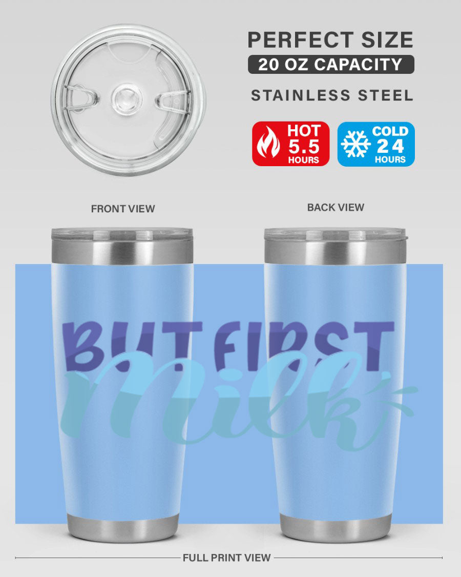 But First Milk Style 275# baby tumbler in stainless steel with a stylish design, perfect for keeping drinks hot or cold.