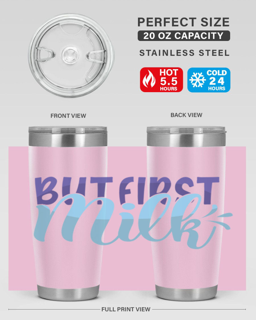 But First Milk Style 275# baby tumbler in stainless steel with a stylish design, perfect for keeping drinks hot or cold.