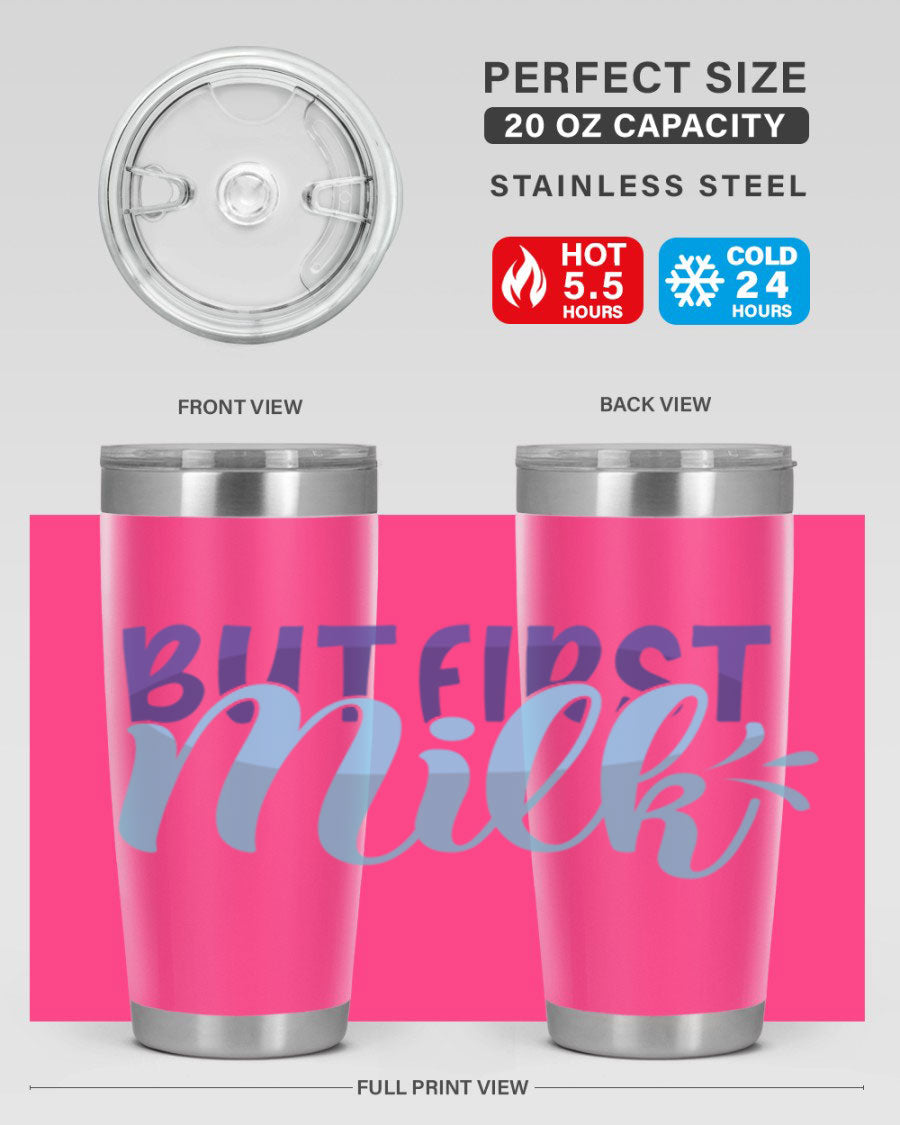 But First Milk Style 275# baby tumbler in stainless steel with a stylish design, perfect for keeping drinks hot or cold.