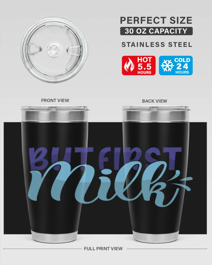 But First Milk Style 275# baby tumbler in stainless steel with a stylish design, perfect for keeping drinks hot or cold.