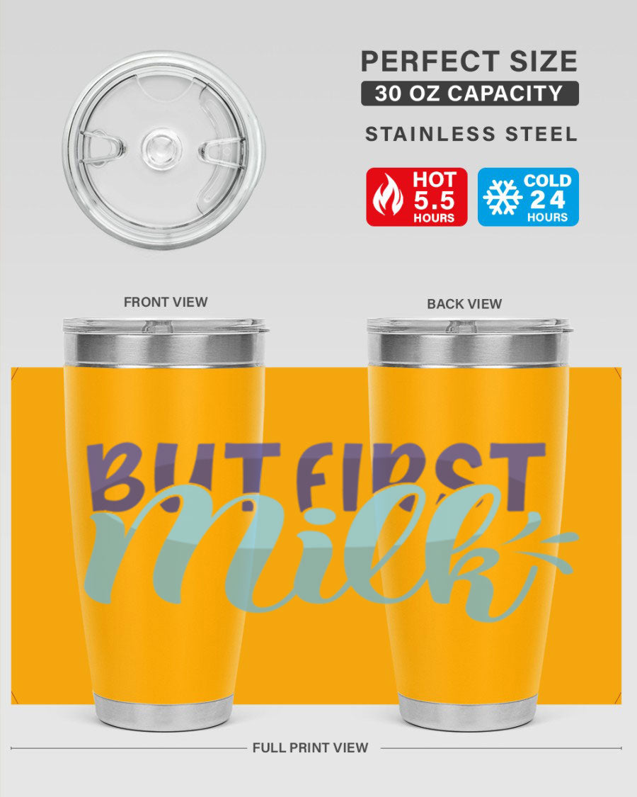 But First Milk Style 275# baby tumbler in stainless steel with a stylish design, perfect for keeping drinks hot or cold.