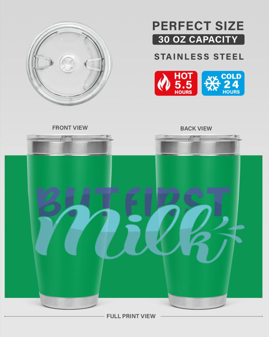 But First Milk Style 275# baby tumbler in stainless steel with a stylish design, perfect for keeping drinks hot or cold.