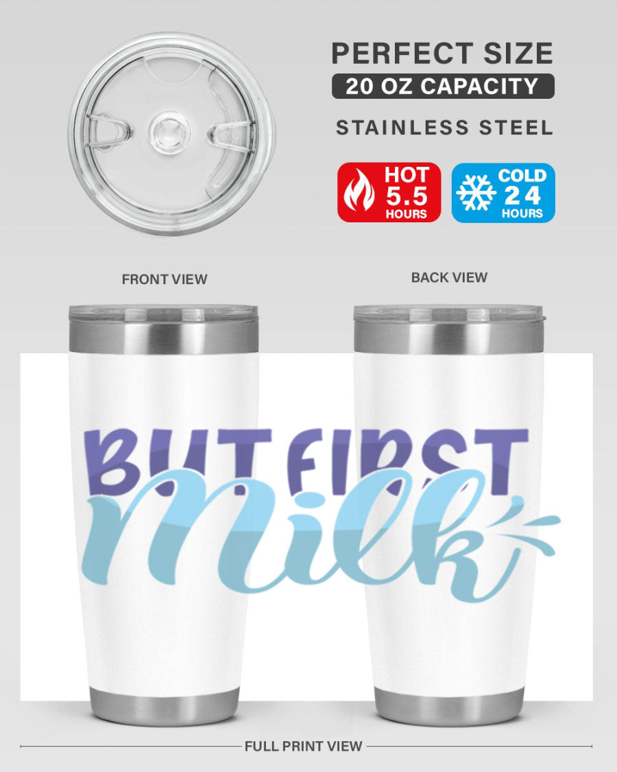 But First Milk Style 275# baby tumbler in stainless steel with a stylish design, perfect for keeping drinks hot or cold.