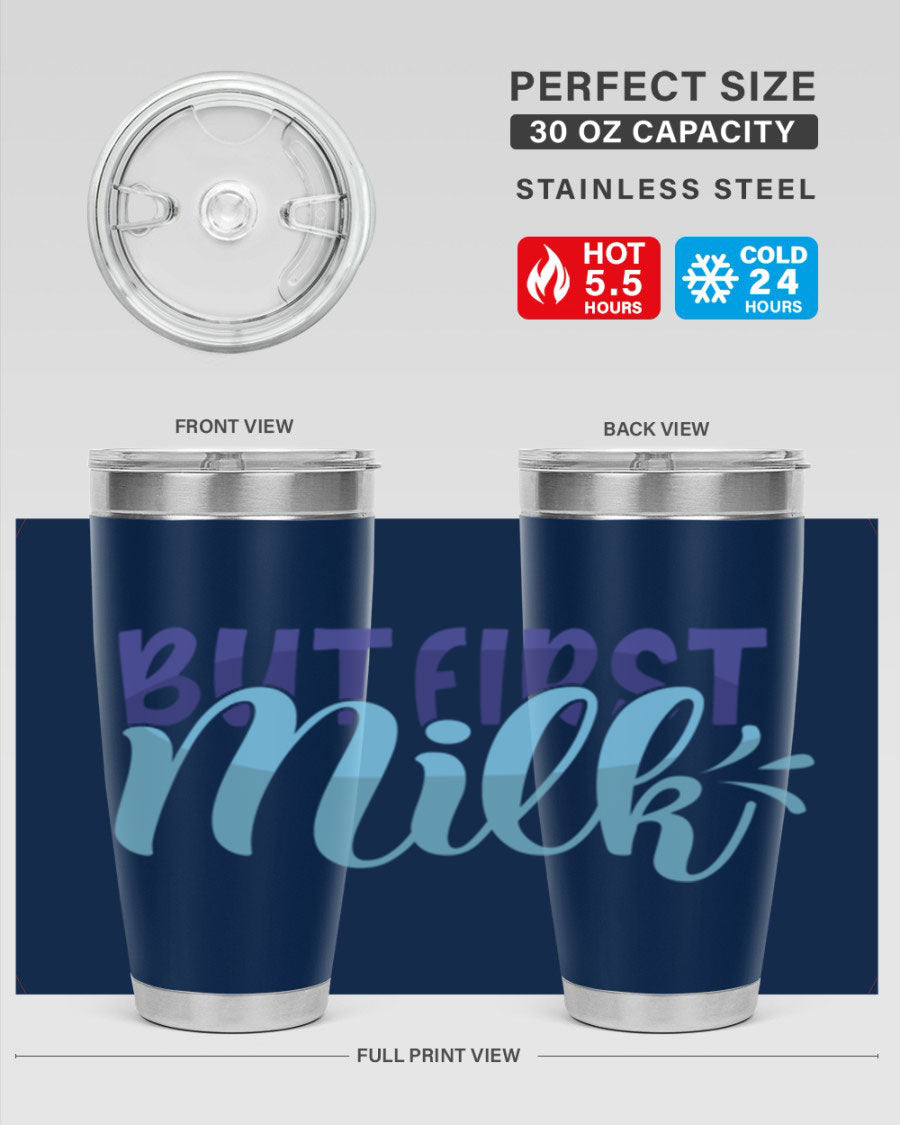 But First Milk Style 275# baby tumbler in stainless steel with a stylish design, perfect for keeping drinks hot or cold.