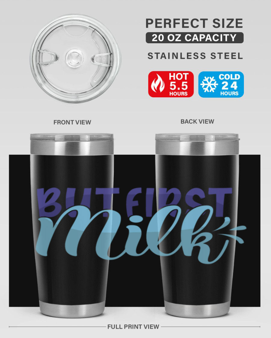 But First Milk Style 275# baby tumbler in stainless steel with a stylish design, perfect for keeping drinks hot or cold.